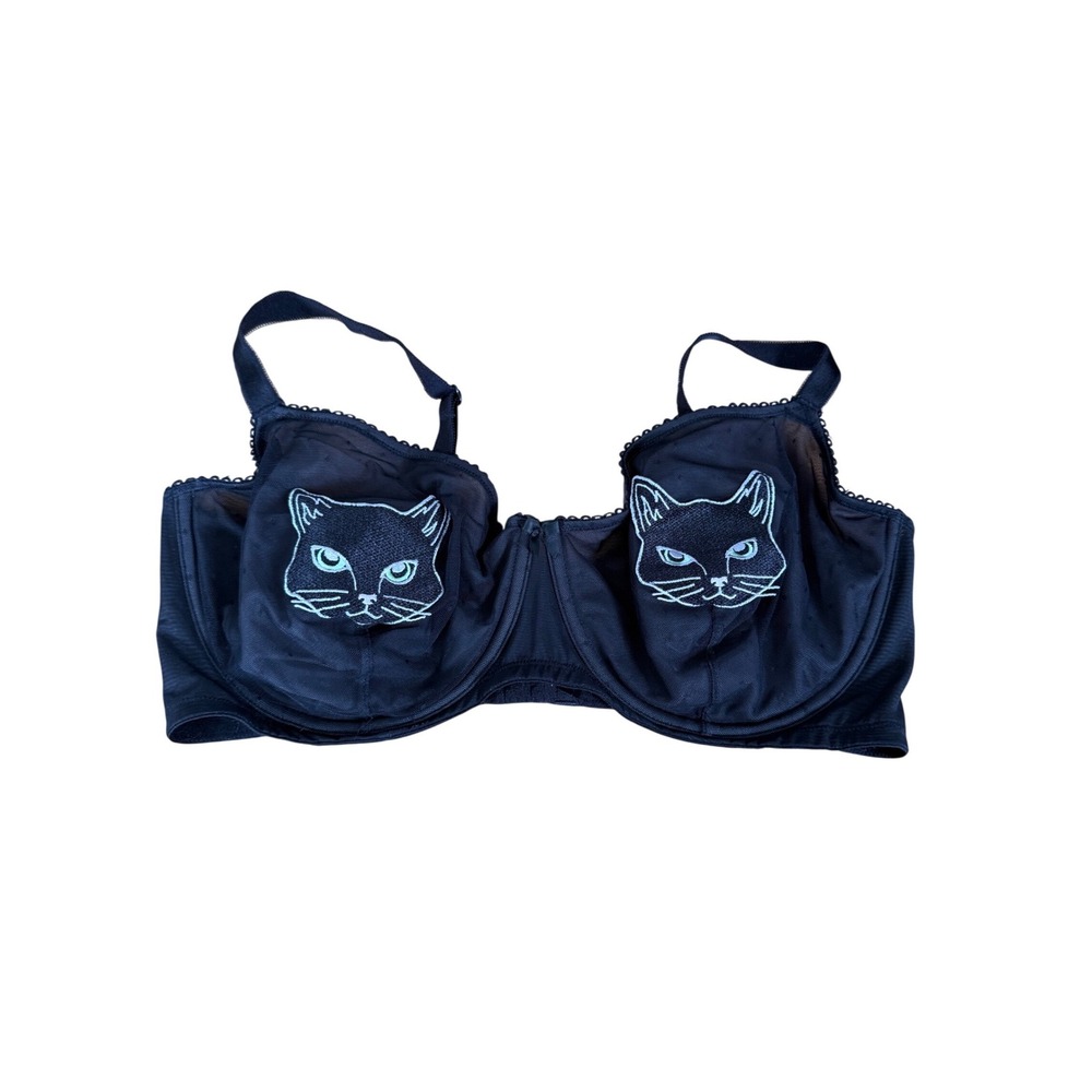 Torrid black cat embroidered balconette bra‎